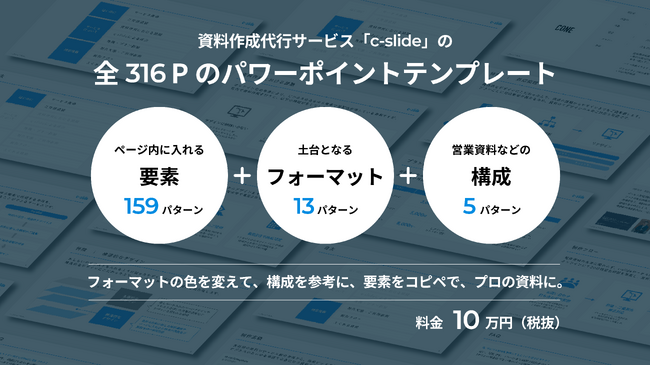 資料作成代行サービスc-slide、全316P「資料テンプレート」を販売開始。