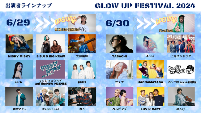 大阪発！新時代を創る実力派アーティストによる音楽フェス「GLOW UP FESTIVAL」開催決定