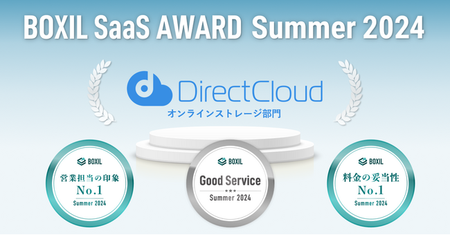 DirectCloudが「BOXIL SaaS AWARD Summer 2024」オンラインストレージ部門で「Good Service」を5期連続受賞