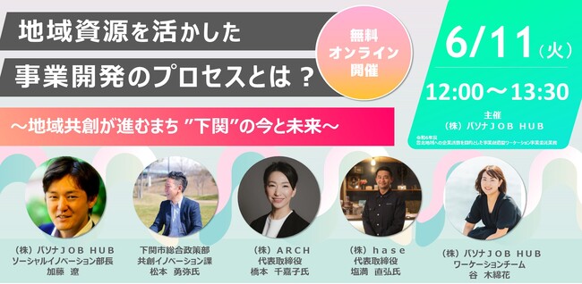 下関市の産業や働き方の“リノベーション”に貢献する企業の創出・誘致を目指す企業向けウェビナー『地域資源を活かした事業開発プロセス』 6月11日開催