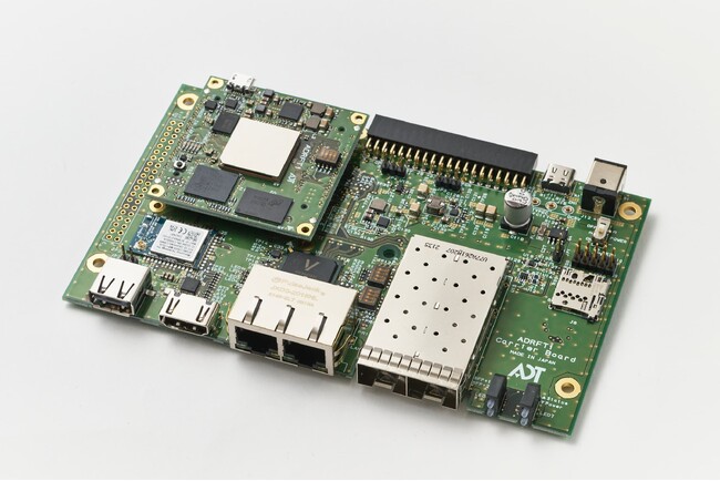 2024年6月10日発売開始。RISC-Vプロセッサ内蔵FPGA搭載小型シングルボードコンピュータ「ADRFT1」。AI画像処理、10Gbps SFP+による高速転送に対応。