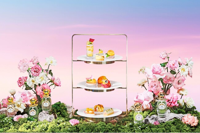 夏が旬！フレグランスにも配合しているピーチが主役に。パリ発フレグランスメゾン《グタール》のフレグランスから着想を得た「’ピーチ＆フラワー’アフタヌーンティー」がスタート。