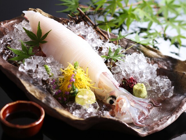 兵庫・湯村温泉「湧泉の宿ゆあむ」、夏の味覚・白イカ姿造り付プランを販売【2024年6月14日～9月5日】