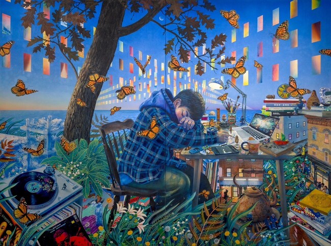 【京都 蔦屋書店】岡安秀士個展「Drowse/Quiet Dawn 微睡の中の 静かな夜明け」を6月29日（土）より開催。境界を越えて行き来する蝶をモチーフに相反する世界の共存を表現する。