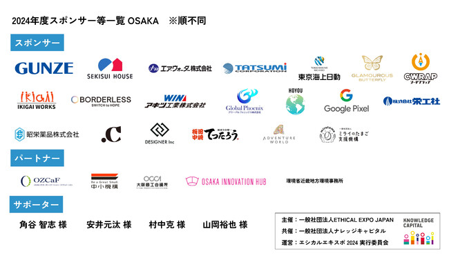 【全スポンサー/パートナーが決定！】日本最大級のエシカルの祭典「エシカルエキスポ2024 OSAKA」
