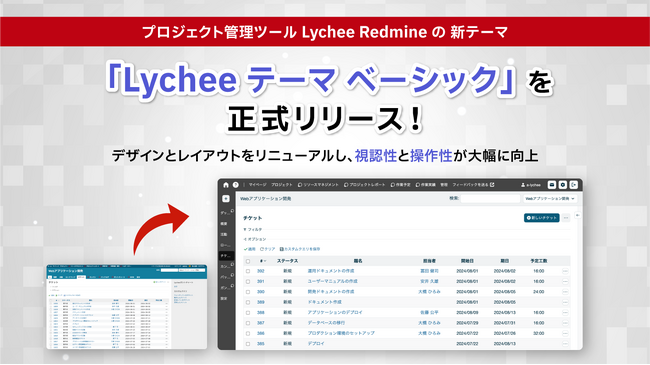 プロジェクト管理ツール「Lychee Redmine」が、新テーマ「Lycheeテーマ ベーシック」を提供開始！