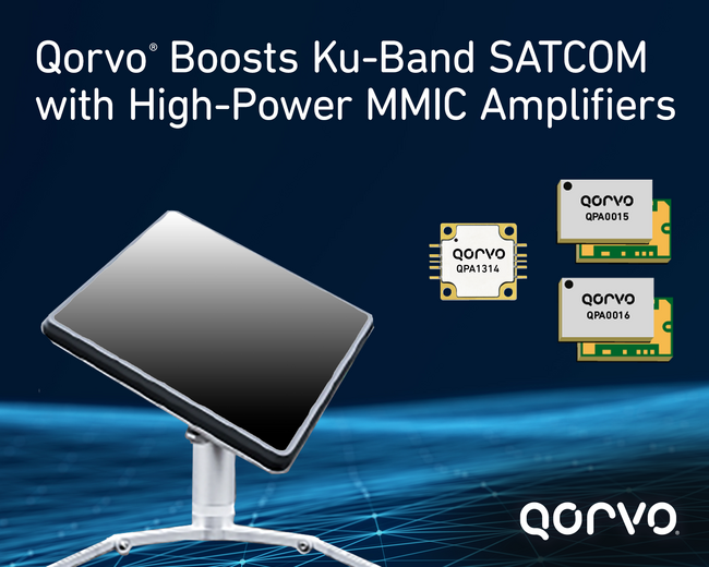 Qorvo(R)、優れたKuバンドSATCOM性能を提供する、コンパクトで高出力なMMICアンプ 3品種を発表