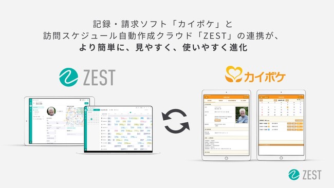 記録・請求ソフト「カイポケ」と訪問スケジュール自動作成クラウド「ZEST」の連携が、より簡単に、見やすく、使いやすく進化！