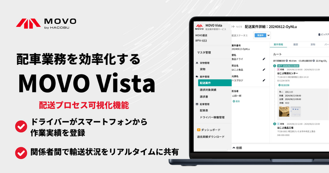 Hacobuの「MOVO Vista」、配送プロセス可視化機能を実装。