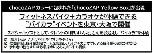 フィットネスバイク＋カラオケが体験できる ”バイカラ”イベントを東京・大阪で開催 スペシャルゲストとして、タレントの「ほいけんた」さんをお迎えし”バイカラ”を体験
