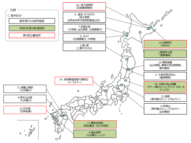 令和6年度地熱発電の資源量調査事業費助成金交付事業の採択結果について（第2回公募）