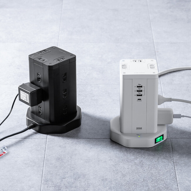 AC12個口とUSB PD 20Wポート、USB A ×3ポートを搭載したタワー型タップを6月24日に発売