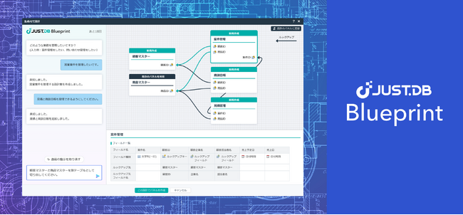 生成AIで設計不要のシステム開発を実現する「JUST.DB Blueprint」機能をノーコード クラウドデータベース「JUST.DB」に搭載し、7月23日(火)より提供開始