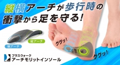 “縦横アーチ”が歩行時の衝撃を吸収！ビジネスシューズでも疲れにくくスイスイ歩ける、かかと部分をあえてなくした“靴がきつくならない”コンパクトインソールが新登場