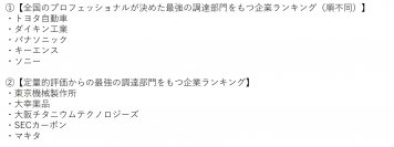 日本の調達部門ランキングを発表！頂点に輝いたのは？