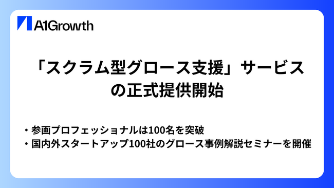 スタートアップ特化型グロースエージェンシーのA1Growth、「スクラム型グロース支援」サービスを正式に提供開始