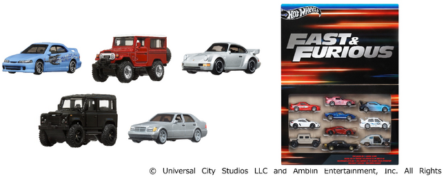 世界No.1のミニカーブランドHot Wheelsより『ワイルド・スピード』シリーズに登場する車種を忠実に再現した「カスタム アキュラ インテグラ セダン GSR」を含む5商品が6月下旬より登場！