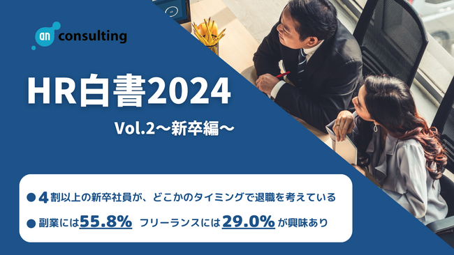 【HR白書 2024 vol2～新卒編～】新卒社員の4割以上が退職を考えている？！副業には55.8%、フリーランスには29.0%が興味あり。