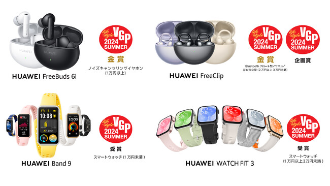 国内最大級のオーディオ ビジュアルアワードVGP2024 SUMMERにて、『HUAWEI FreeBuds 6i』『HUAWEI FreeClip』が金賞を獲得！