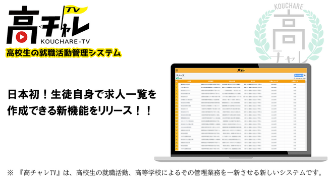 日本初！AIを活用した高校生の就職活動に革命を起こすデジタルサービス「高チャレTV」が生徒自身で求人一覧を作成できる新機能をOsakaCitySCのメインスポンサーであるCOFFISOがリリース！！