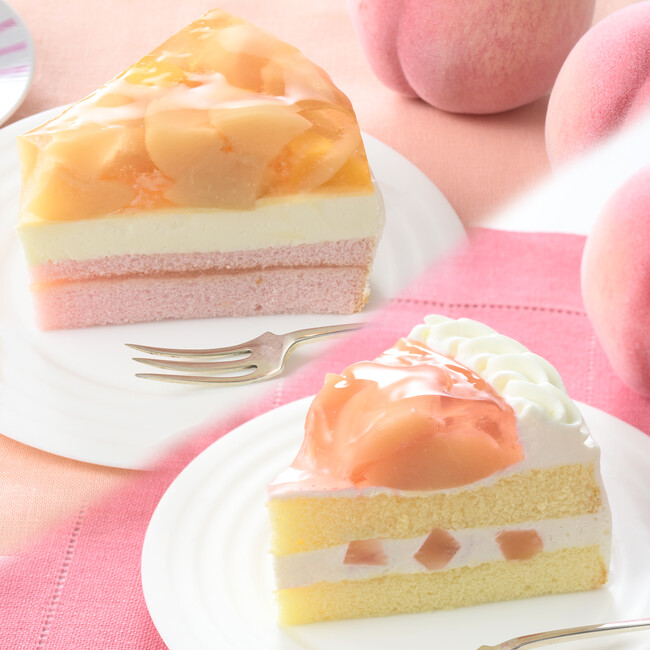 【銀座コージーコーナー】キラキラ＆ぷるるん♪　桃ゼリーが印象的な「桃涼みケーキ」、 とろける果肉を味わう「白桃のショート」、人気の桃スイーツを発売！