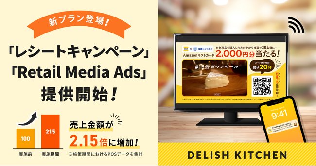 売上が2倍以上UP！「レシートキャンペーン」「Retail Media Ads」の広告プランが開始