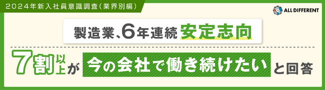 製造業の新入社員、6年連続”安定志向”　7割以上が「今の会社で働き続けたい」と回答