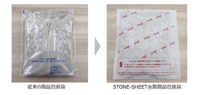 ～プラスチック素材の包装資材削減に貢献！～　プラスチック使用量を50％未満に抑えた環境配慮素材「STONE-SHEET(R)」製商品包装袋への切替えを開始