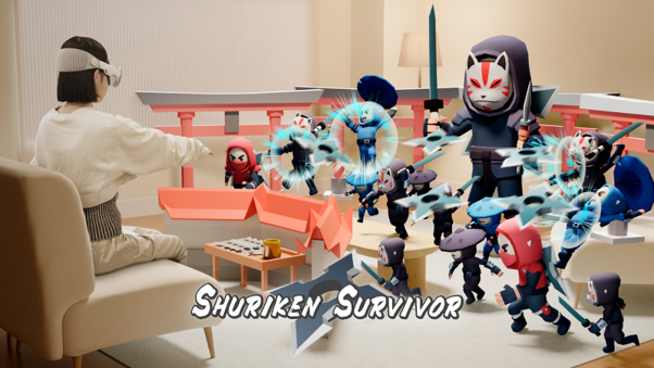 ARエンタメのGraffity、Apple Vision Pro向けのSpatialゲーム2作品目「Shuriken Survivor」をリリース