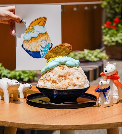 商業施設「ラ チッタデッラ」のかき氷専門店・天然氷『白熊堂』に食べ物アート作家・鴨志田和泉(izumi)さんとのコラボメニューが味わい新たに帰ってきた!7月3日(水) 波の日『波のり氷』発売開始!