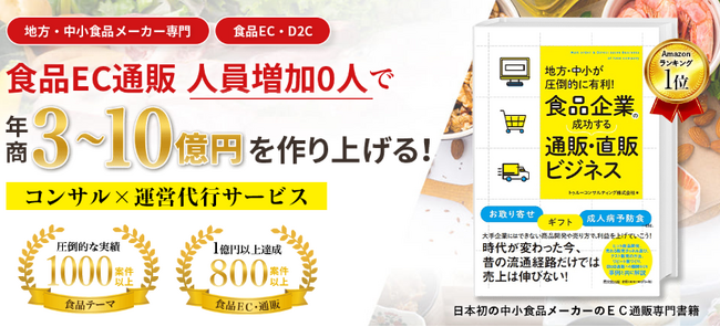 人手不足と人口減を打破し、年商３～１０億円をつくりあげる！地方中小食品メーカー限定の直販比率を拡大させるビジネスモデル導入サービスを開始！Ｄ２Ｃ×Ｂ２Ｂモデル。