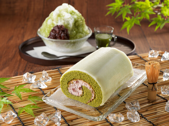 【夏季限定】夏らしい「宇治金時かき氷」をイメージした「京都抹茶あずきロールケーキ」が2店舗先行で新発売！