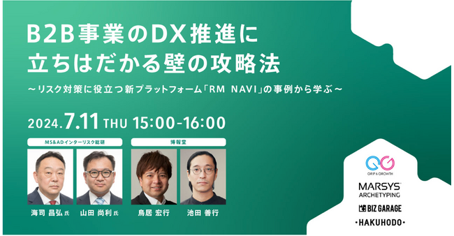 【博報堂BIZ GARAGE主催】B2B事業のDX推進に立ちはだかる壁の攻略法～リスク対策に役立つ新プラットフォーム「RM NAVI」の事例から学ぶ～
