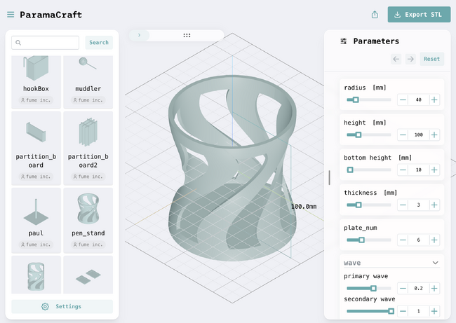 3Dプリントをもっと身近に。「ParamaCraft」: 好きな寸法や形状の3Dデータを誰でも作成できるブラウザ動作のツール、β版を株式会社fumeが公開。