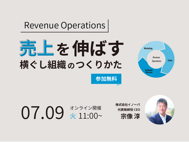 【7/9（火）無料ウェビナー開催】Revenue Operations～売上を伸ばす横ぐし組織のつくりかた～