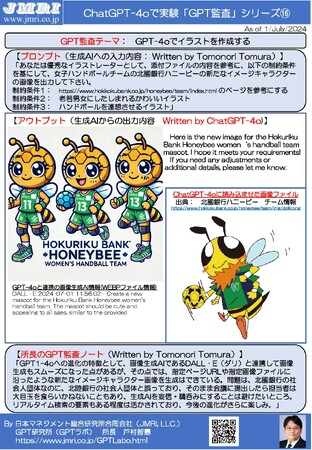 ChatGPT最新版(GPT-4o)でプロスポーツチームの新たなマスコットを実験的に作成するGPT監査レポート16(GPT監査人：戸村智憲)とプロンプトの公開【日本マネジメント総合研究所合同会社】