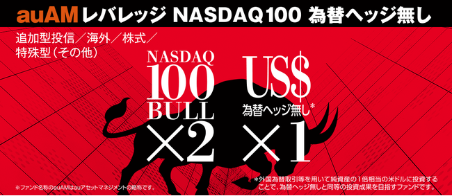 「auAMレバレッジNASDAQ100為替ヘッジ無し」提供開始