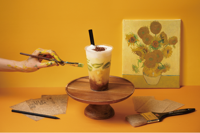 名画を飲む！アートなドリンク、夏はゴッホの《ひまわり》がモチーフ。シャクシャク氷の食感が楽しい「飲むかき氷」第二弾！