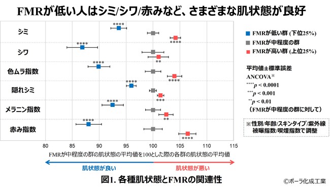 ライフスタイルを反映する脂肪対筋肉比（FMR）が顔の肌状態に関連することを発見
