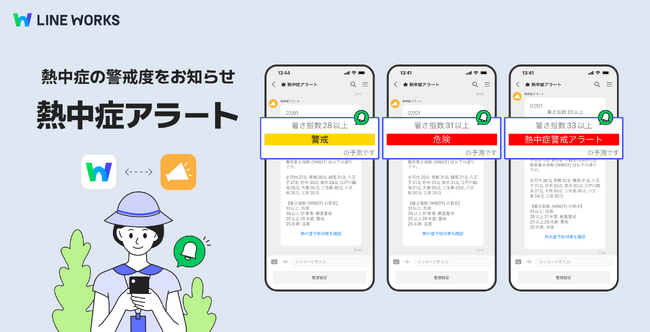 LINE WORKS、熱中症への警戒度をチャット上に通知する「熱中症アラート」正式版を提供開始