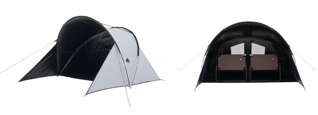 家族4人が横並びで同じ景色を楽しめる！開口部が広いドーム型シェルター「ソーラーブロック オペラシェルター」新発売！