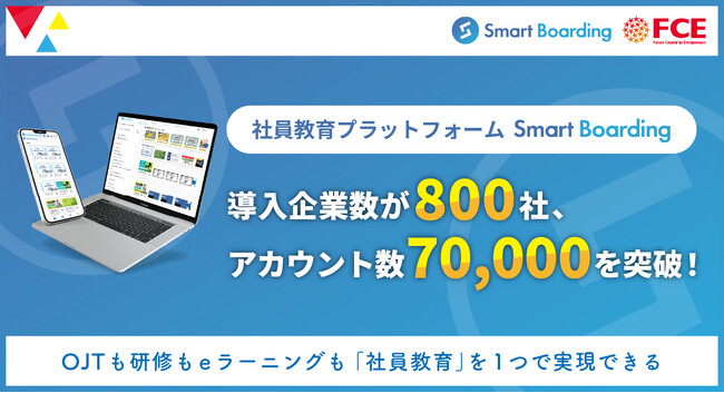 社員教育プラットフォームSmart Boardingが導入企業数800社、アカウント数70,000を突破！