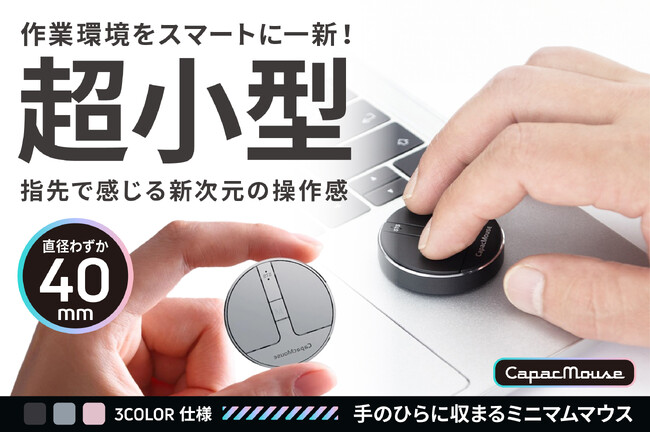 【日本初上陸】【24時間で目標達成率800％突破！】驚きの超小型デザイン！持ち運びに便利でかさばらない機能性抜群なマウス「CapacMouse」をクラウドファンディング開始