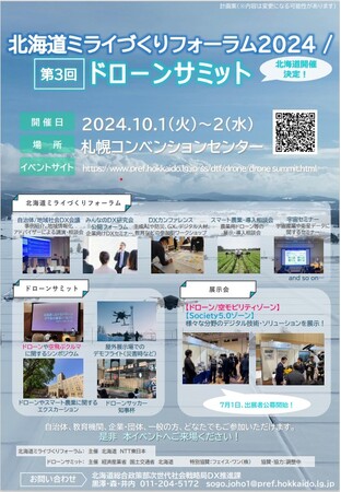 第３回ドローンサミット・北海道ミライづくりフォーラム2024の出展者募集中！！