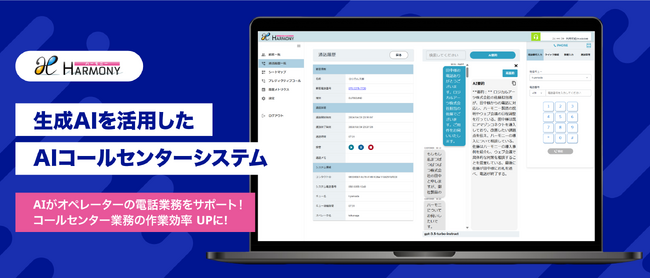 生成AIを活用した次世代クラウド型コールセンターシステム「HARMONY」をリリース！AIの活用で業務効率や顧客対応品質が飛躍的に向上