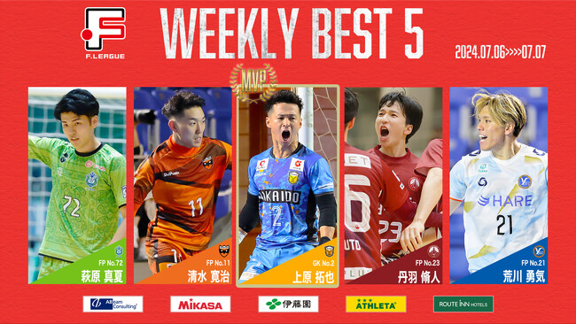 上原拓也（バサジィ大分）が週間MVPに！第6節 週間ベスト5【Ｆリーグ2024-2025 ディビジョン1】今こそ最高のフットサルを