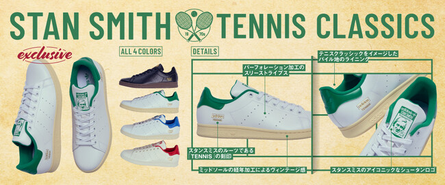 スポーツとファッションの世界にパワーを与え進化し続ける「スタンスミス」　70年代にテニスプレーヤーたちの足元を飾ったデザイン“STAN SMITH TENNIS PACK”