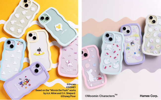 SNSを中心に流行中のウェーブフレーム型のスマホケースから「ムーミン」、「ディズニー＆ピクサーキャラクター」デザインの