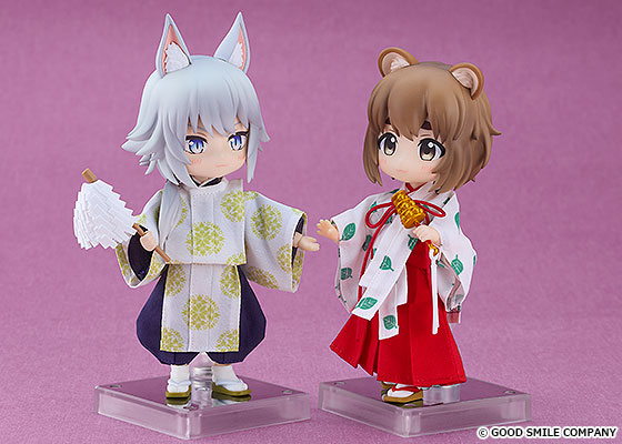 オリジナルキャラクターの賢く冷静な男の子「狐の神主：レイ」と芯の強いドジっ子キャラ「狸の巫女：ユイ」がねんどろいどどーるで登場です！