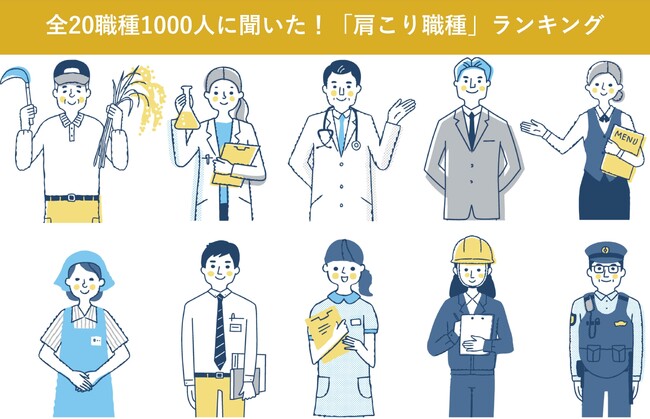 【肩こりに関する全国調査】全20職種1000人に聞いた「肩こり職種」ランキングを発表～肩こりで業務に支障が出ている職種のトップは「美容師・理容師」　職種別の肩こりあるあるも～